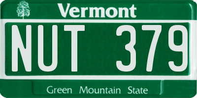 VT license plate NUT379
