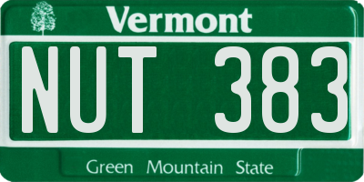 VT license plate NUT383