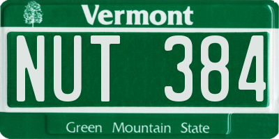 VT license plate NUT384