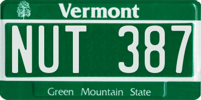 VT license plate NUT387