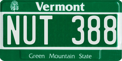 VT license plate NUT388