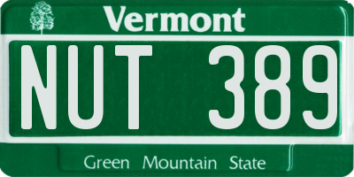 VT license plate NUT389