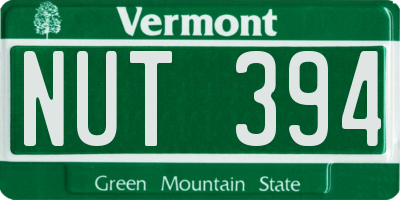 VT license plate NUT394
