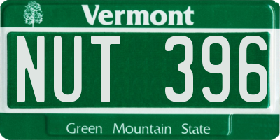 VT license plate NUT396