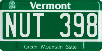 VT license plate NUT398
