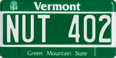 VT license plate NUT402