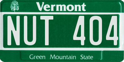 VT license plate NUT404