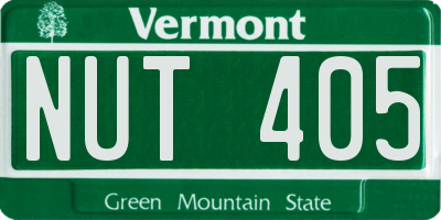 VT license plate NUT405