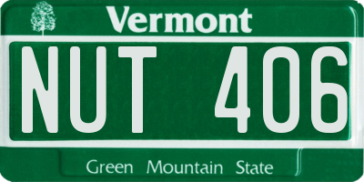 VT license plate NUT406