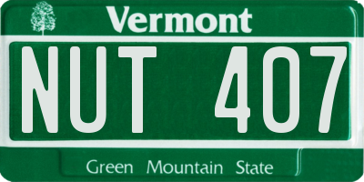 VT license plate NUT407