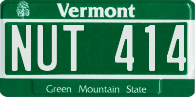 VT license plate NUT414