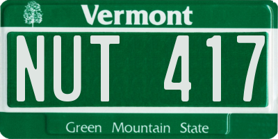 VT license plate NUT417