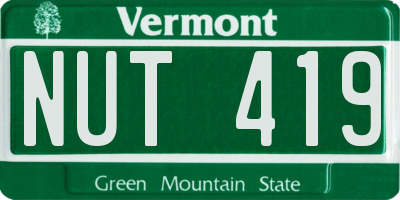 VT license plate NUT419