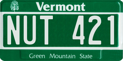 VT license plate NUT421
