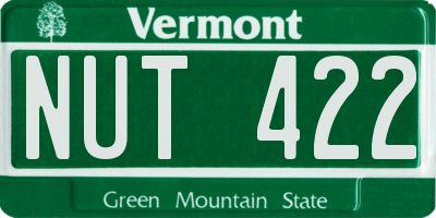 VT license plate NUT422