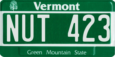 VT license plate NUT423