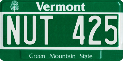 VT license plate NUT425
