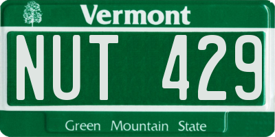 VT license plate NUT429