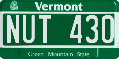 VT license plate NUT430