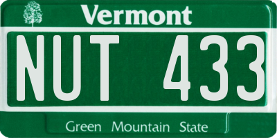 VT license plate NUT433