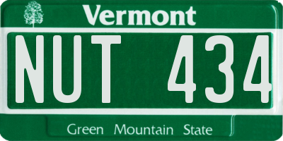 VT license plate NUT434