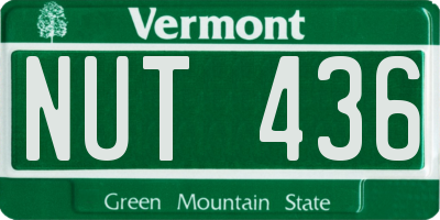 VT license plate NUT436