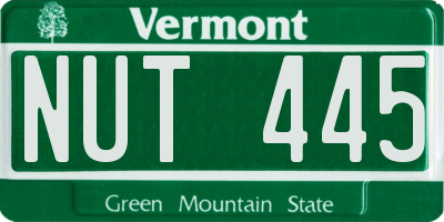 VT license plate NUT445