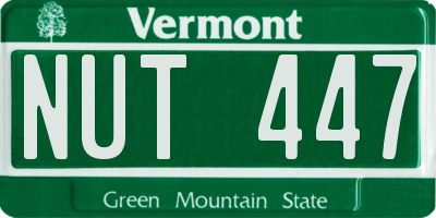 VT license plate NUT447
