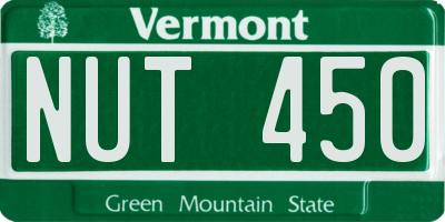 VT license plate NUT450