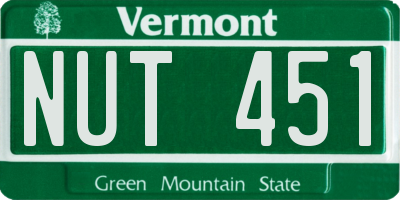 VT license plate NUT451