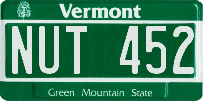 VT license plate NUT452