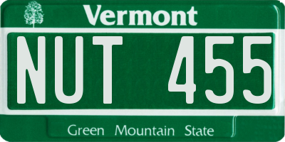 VT license plate NUT455