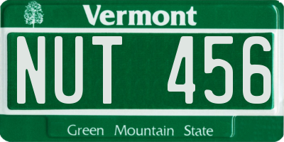 VT license plate NUT456