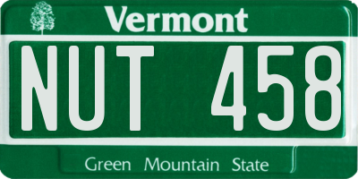 VT license plate NUT458