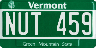 VT license plate NUT459