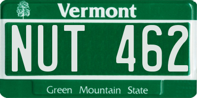 VT license plate NUT462