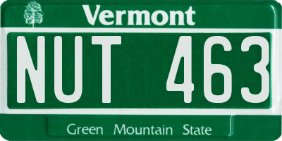 VT license plate NUT463