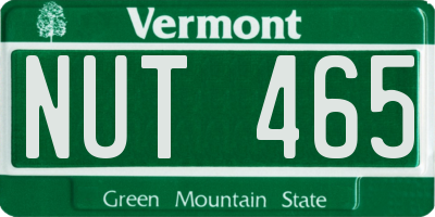 VT license plate NUT465