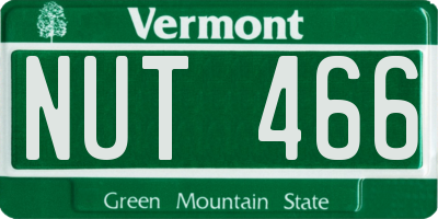 VT license plate NUT466