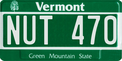 VT license plate NUT470