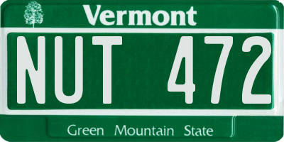 VT license plate NUT472