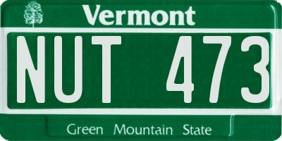 VT license plate NUT473