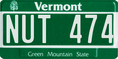 VT license plate NUT474