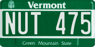 VT license plate NUT475