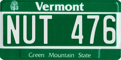 VT license plate NUT476