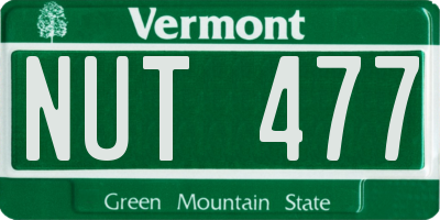 VT license plate NUT477