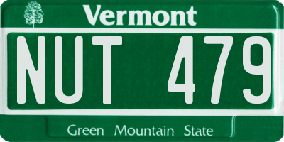 VT license plate NUT479