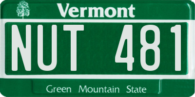 VT license plate NUT481