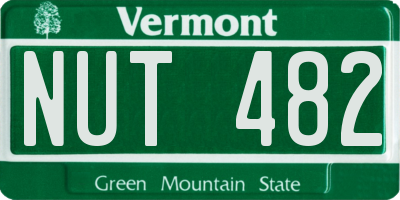 VT license plate NUT482