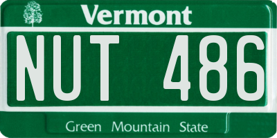 VT license plate NUT486